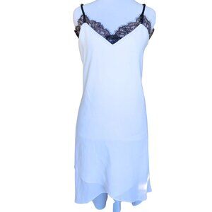 BCBG Max Azria Astrella Little White with Black Lace Neckline Slip Dress